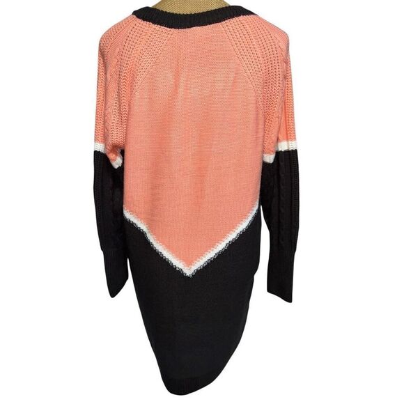 LuLaRoe Lauren Faux Cashmere Sweater Dress Size M Cable Knit Peach Black Soft - Picture 3 of 11